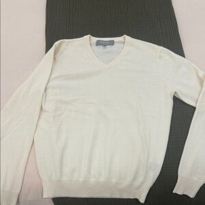 Neiman Marcus Men's Ivory V-Neck Sweater